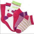 NWT Fruit Of The Loom Girls 6 Pack Crew Ankle Socks Assorted Size 18-36 MO