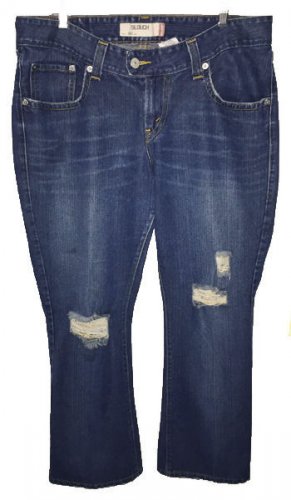 Levis 504 Size 18M Slouch Denim Blue Flap Pocket Boot Cut Denim Jeans Distress