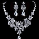 Outop Silver Alloy Rhinestone Earrings Crystal Pendant Necklace Bridal Jewelry