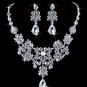 Outop Silver Alloy Rhinestone Earrings Crystal Pendant Necklace Bridal Jewelry