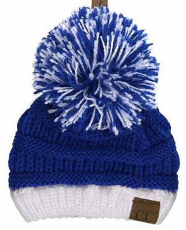NWT Cable Knit Pom CC Beanie Blue & White SOLD OUT