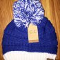NWT Cable Knit Pom CC Beanie Blue & White SOLD OUT