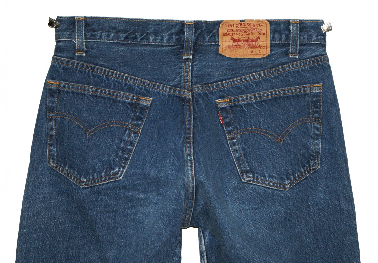 1988 VINTAGE LEVI'S 501 MEDIUM BLUE DENIM JEANS - Made in USA in size ...