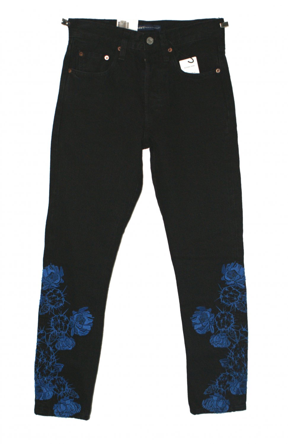 $188 LEVI'S MADE & CRAFTED WOMEN'S BIG E SELVEDGE 501 SKINNY EMBROIDERED 'DESERT ROSE' JEANS W24 L28