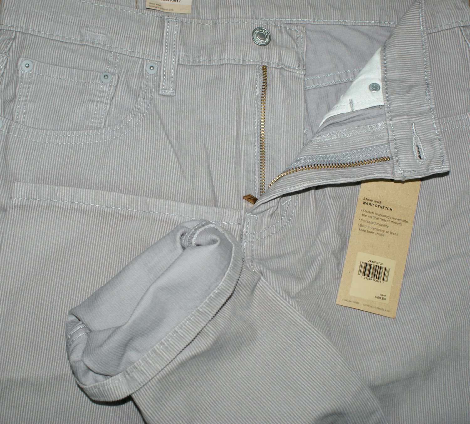 $69.50 LEVI'S 502 REGULAR TAPER CORDUROY OPAL GREY CORDS WARP STRETCH ...