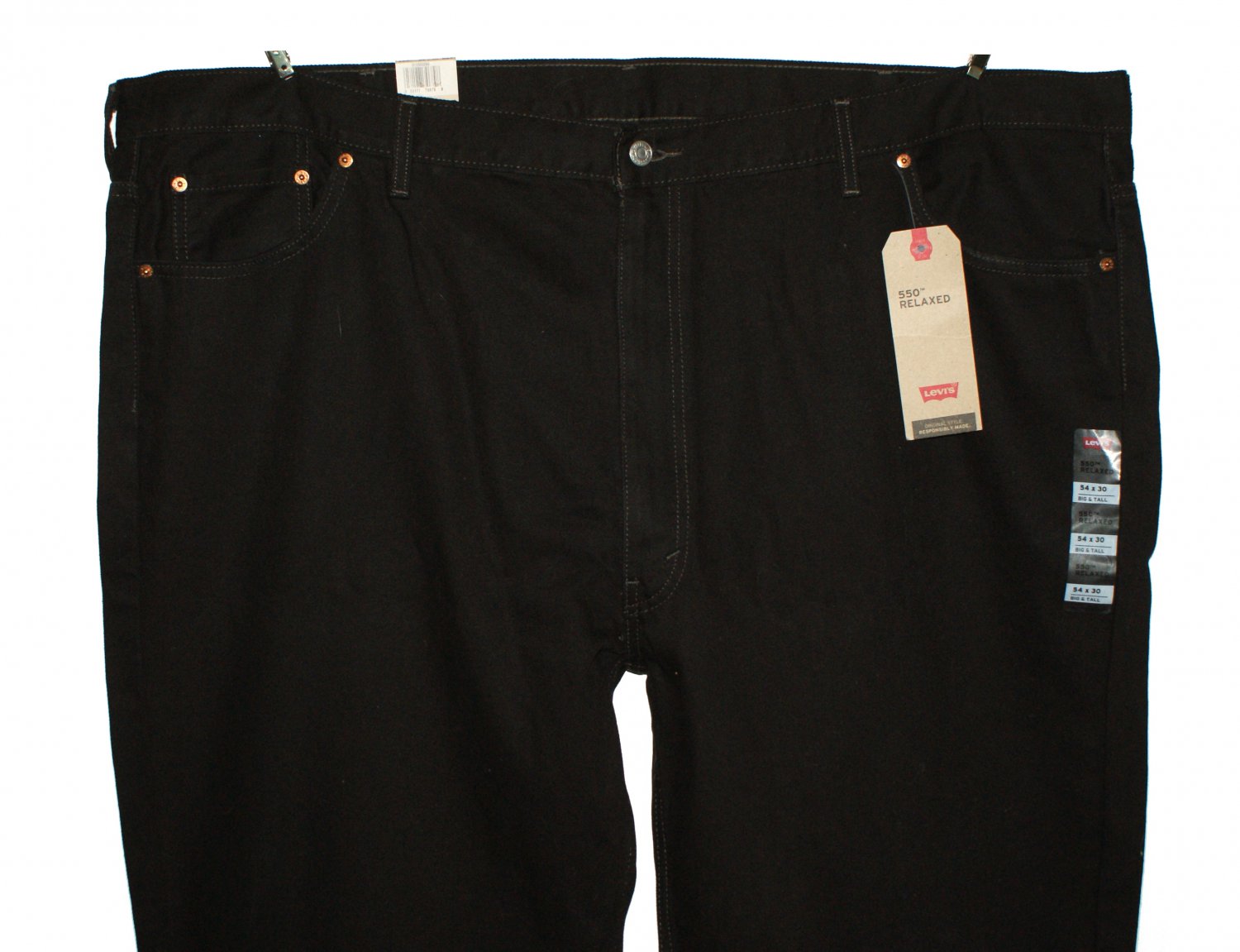 $69.50 LEVI'S 550 RELAXED CLASSIC BLACK WATER-LESS DENIM JEANS for BIG & TALL in size W54 W30