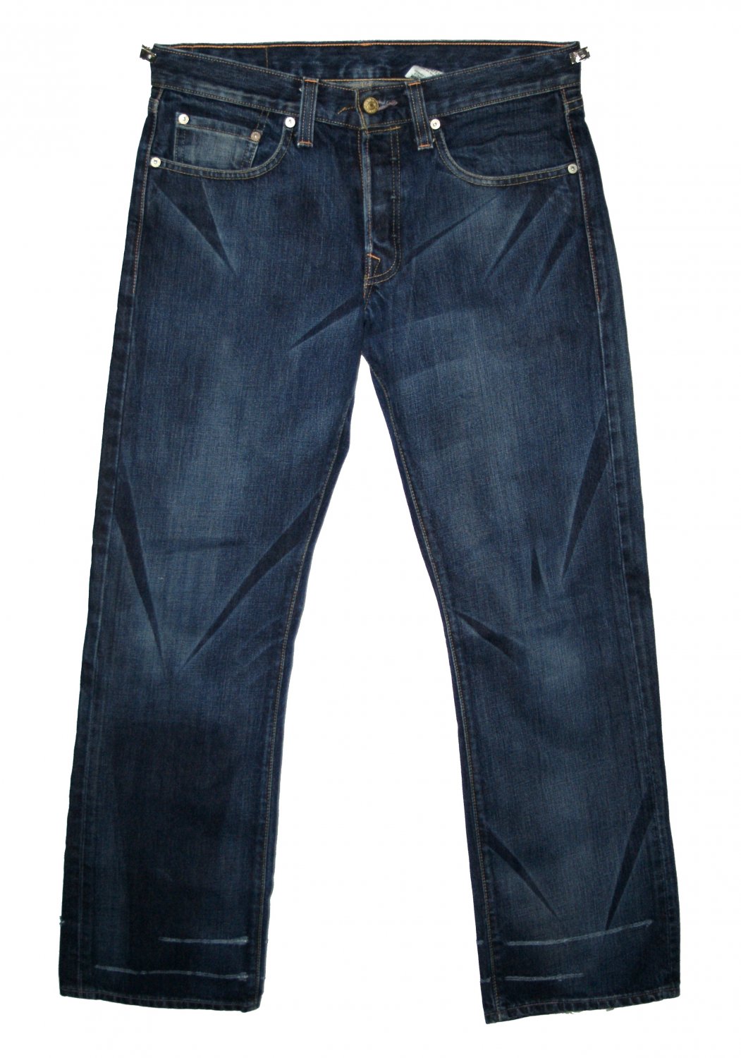 LEVI'S PREMIUM HESHER "CAT SCRATCH" BUTTON-FLY BLUE DENIM JEANS USA W32 L30 (Actual size 32 31)