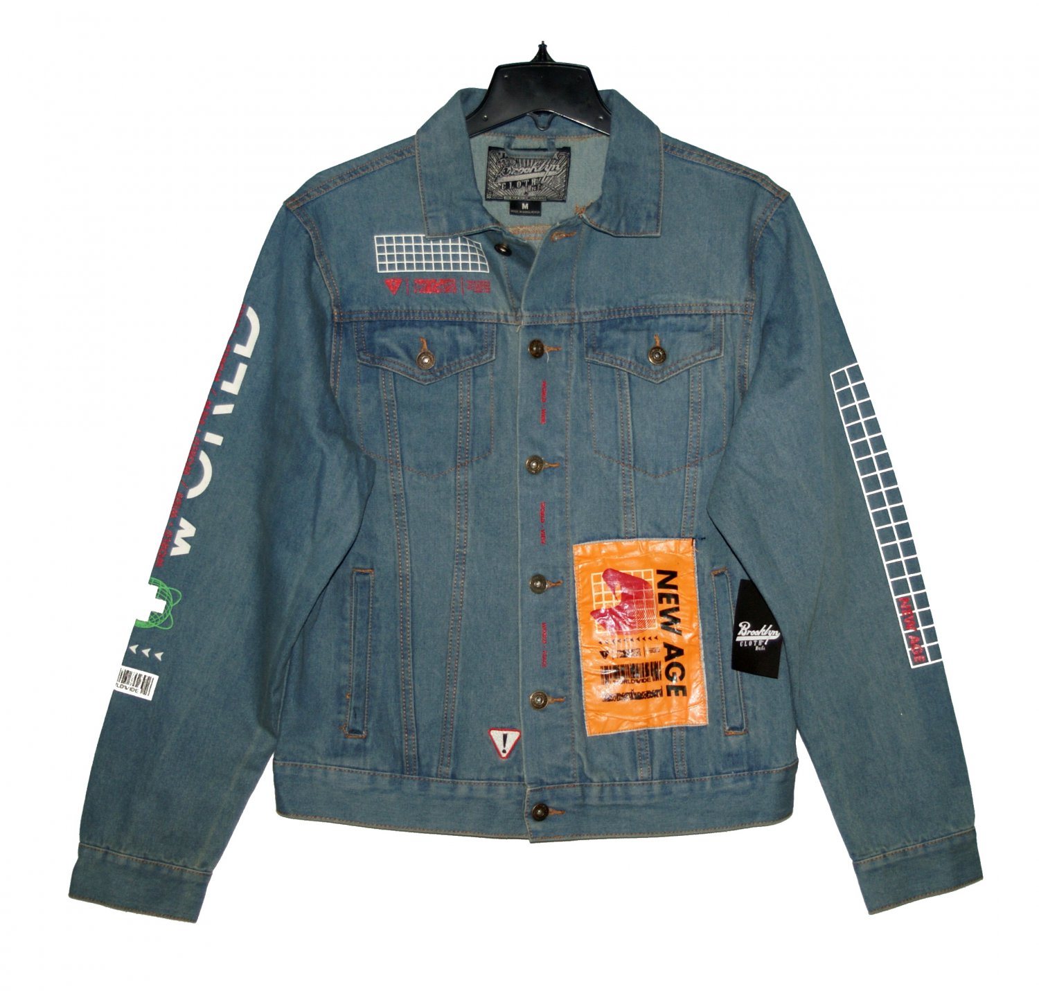 $198.00 BROOKLYN CLOTH MFG CO. TRUCKER JACKET 'NEW AGE' IN MEDIUM BLUE DENIM JACKET - in size M