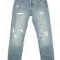 $98.00 LEVI'S PREMIUM BIG E 501 'GOOD FOR YOU' DESTRUCTED LIGHT BLUE DENIM JEANS in size W29 L32
