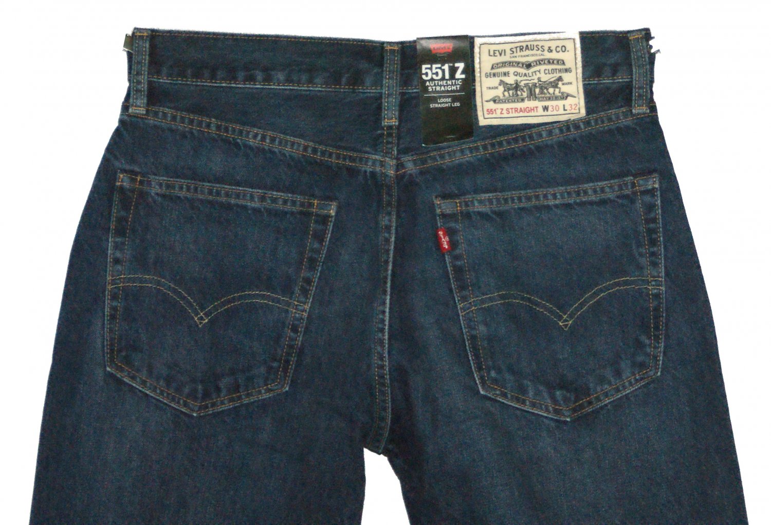 $128.00 LEVIS 551Z BIG E AUTHENTIC STRAIGHT WELLTHREAD DARK WASH COTTONIZED HEMP DENIM JEANS W30 L32