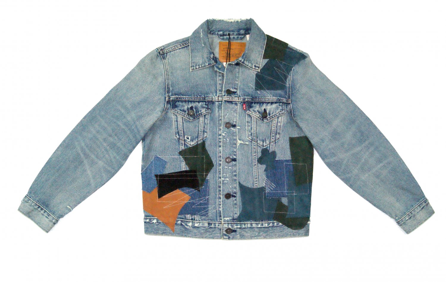 $198 LEVI'S PREMIUM BIG E TRUCKER JACKET VINTAGE RELAXED STITCHWORK STONEWASH WATER-LESS DENIM Small