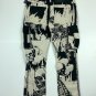 REBEL VENGEANCE MONOCHROME SKULLS ALL OVER GRAPHIC PRINT CARGO FRINGE PUNK STREETWEAR PANTS W34