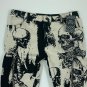 REBEL VENGEANCE MONOCHROME SKULLS ALL OVER GRAPHIC PRINT CARGO FRINGE PUNK STREETWEAR PANTS W34
