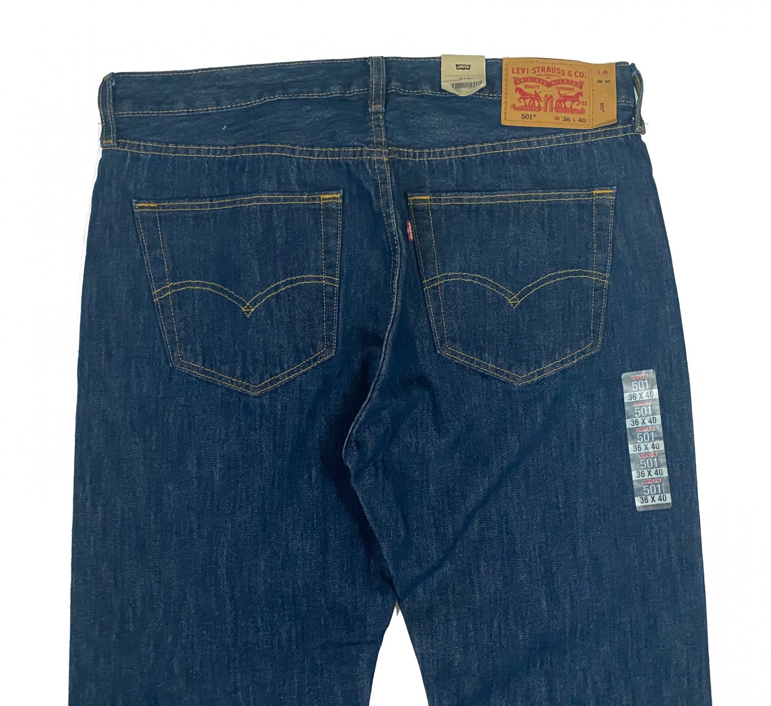 Brand New LEVI'S 501 CLASSIC BUTTON-FLY DARK STONEWASH WATER-LESS BLUE DENIM JEANS in size W36 L40