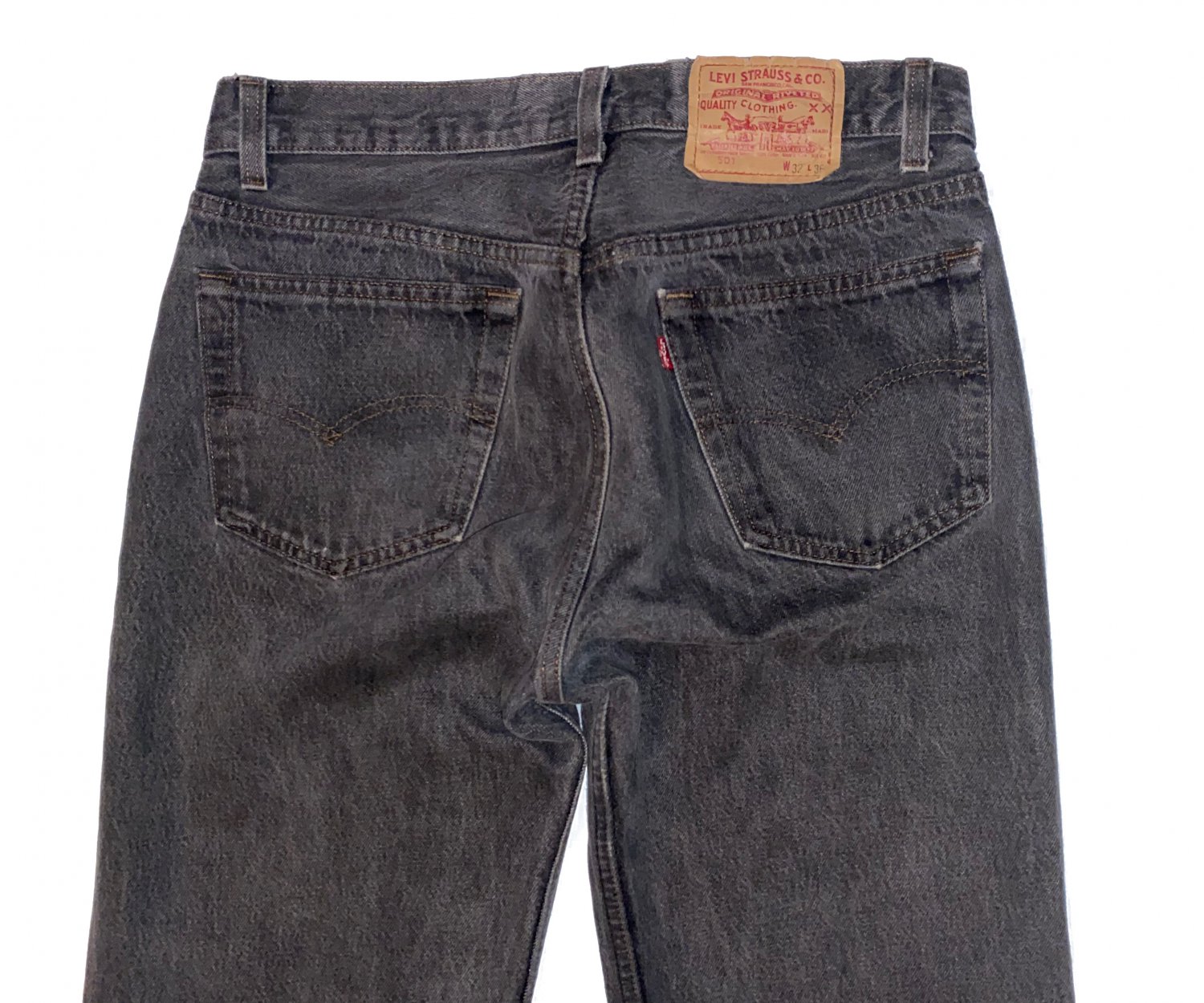 VINTAGE 1999 LEVI'S 501 CLASSIC BLACK GRAY DENIM JEANS - Made in USA in size W32 L36 (Actual W31)