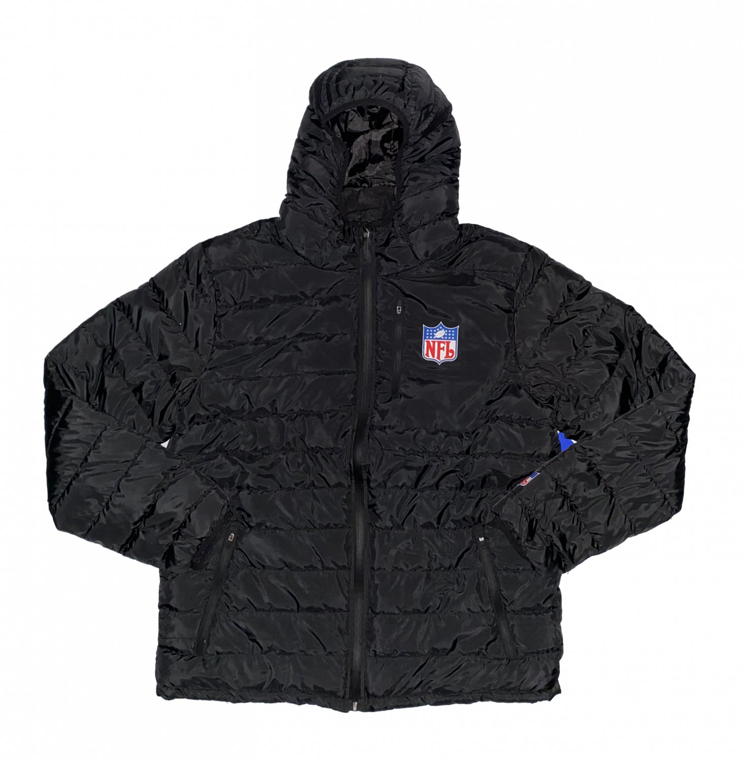$140.00 NFL TEAM APPAREL ULTRA GAME INSULATED PUFFER FULL ZIP HOODIE JACKET BLACK - Large