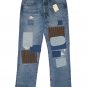 $118.00 LEVI'S PREMIUM BIG E 501 '93 STRAIGHT PATCHWORK DISTRESSED BLUE DENIM JEANS W34 L32