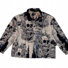 REBEL VENGEANCE SKULL FLORAL ALL OVER PRINT BUTTON UP JACKET - size XXL (2XL)