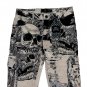 REBEL VENGEANCE MONOCHROME SKULLS ALL OVER GRAPHIC PRINT CARGO FRINGE PUNK STREETWEAR PANTS W28