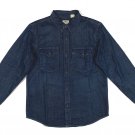 $79.50 LEVI'S RELAXED FIT WESTERN SHIRT "TOO GOOD" DARK WASH BLUE DENIM LONG SLEEVE S (Small)