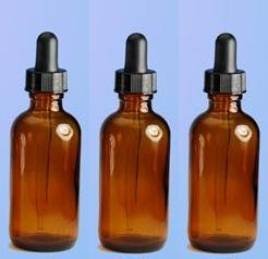 (12 ct) 2 oz. (60 ml) Empty Amber Glass Boston Round Bottles with Droppers