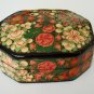 Lacquered Paper Mache Hand-painted Kashmir Indian Trinket Box decorative large octogonal