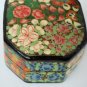 Lacquered Paper Mache Hand-painted Kashmir Indian Trinket Box decorative large octogonal