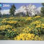 2500 piece Jigsaw Puzzle of floral mountain scenery with 3 pieces missing toy game