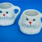 Two Small Ceramic Bunny Face Decorative Cups
