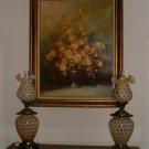 Fenton Opalescent Honeysuckle Coin Dot Rare Huge  Lamps