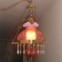Fenton Cranberry Opalescent Daisy & Fern Hanging Lamp