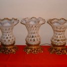 Fenton Coin Dot French Opalescent Lamp With Gold.