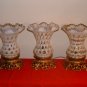 Fenton Coin Dot French Opalescent Lamp With Gold.