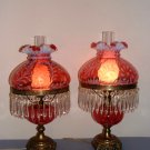 Fenton Cranberry Opalescent Daisy & Fern Lamp