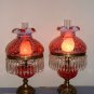 Fenton Cranberry Opalescent Daisy & Fern Lamp