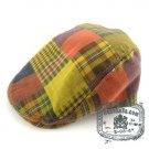 Man Woman Newsboy Style Yellow / Red Pattern Multi Col Beret Hat