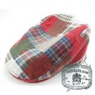 Man Woman Newsboy Style Red / White Pattern Multi Col Beret Hat