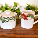 American Atelier Holiday Floral Sugar Bowl and Creamer