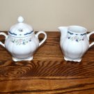 Nikko Fascination Sugar Bowl and Creamer Blue Floral