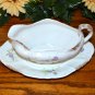 Haviland Gravy Boat and Plate Brushed Gold Purple Flowers  Mark 98 99