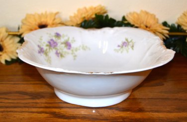 Haviland Square Vegetable Bowl Brushed Gold Purple Flowers  Mark 98
