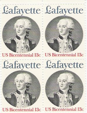 US Scott 1716 - Block of 4 - Lafayette - 13 cent Mint Never Hinged