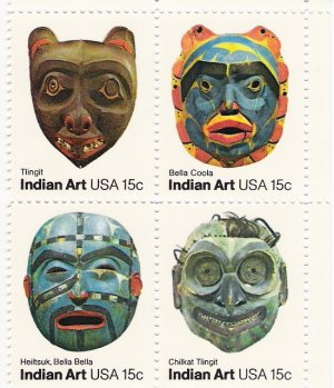 US Scott 1837a - Block of 4 - American Folk Art - 15 cent - Mint Never Hinged