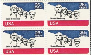US Scott C88 - Block of 4 - Mt Rushmore 26 cent - Mint Never Hinged
