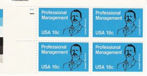 US Scott 1920 - Plate Block of 4 - Professional Management - Mint Never Hinged - 18 cent