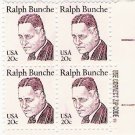 US Scott 1860 - Zip Block of 4 - Ralph Bunche 20 cent - Mint Never Hinged