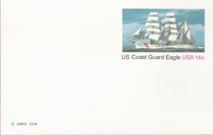 1978, US Scott UX76, 14-cent Post Card, Coast Guard Eagle, Mint