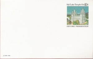 1980, US Scott UX83, 10-cent Post Card, Salt Lake Temple, Salt Lake City, Utah, Historic Preserv