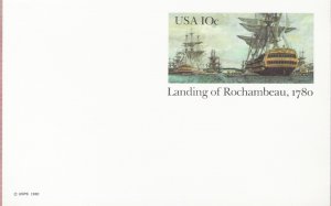 1980, US Scott UX84, 10-cent Post Card, Landing of Rochambeau, 1780, Mint