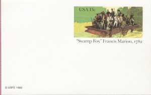 1982, US Scott UX94, 13-cent Post Card, Swamp Fox, Francis Marion, 1782, Mint